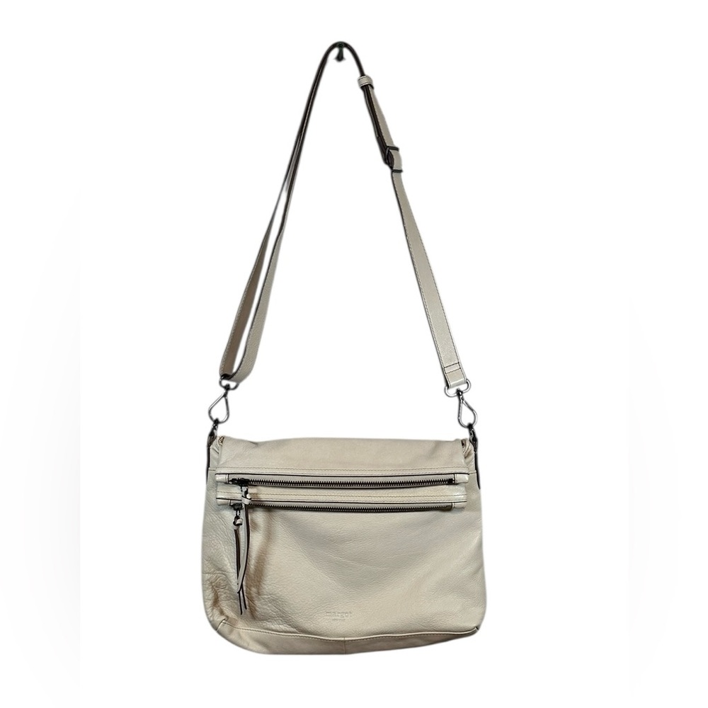 Margot NY Mickey Double Zip Leather Crossbody in Ivory